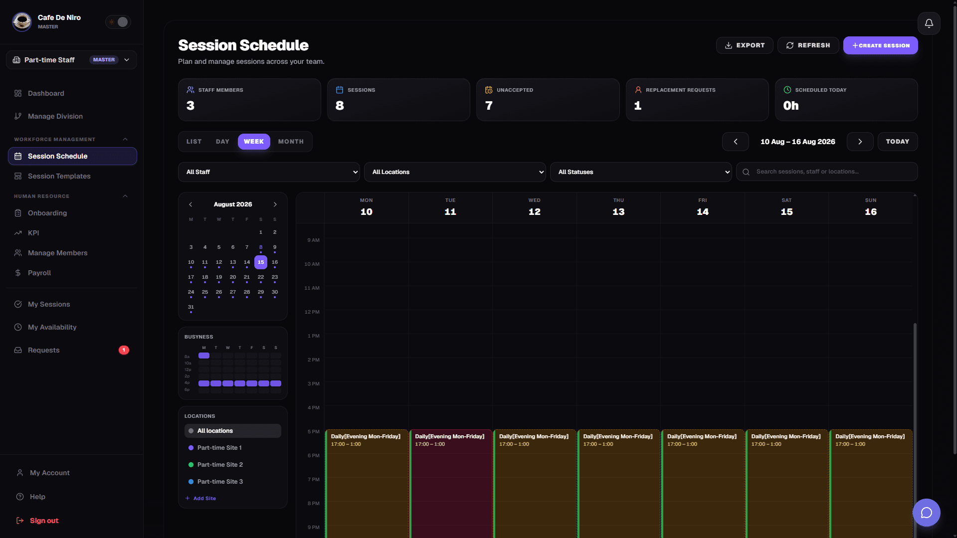 Admin session management preview