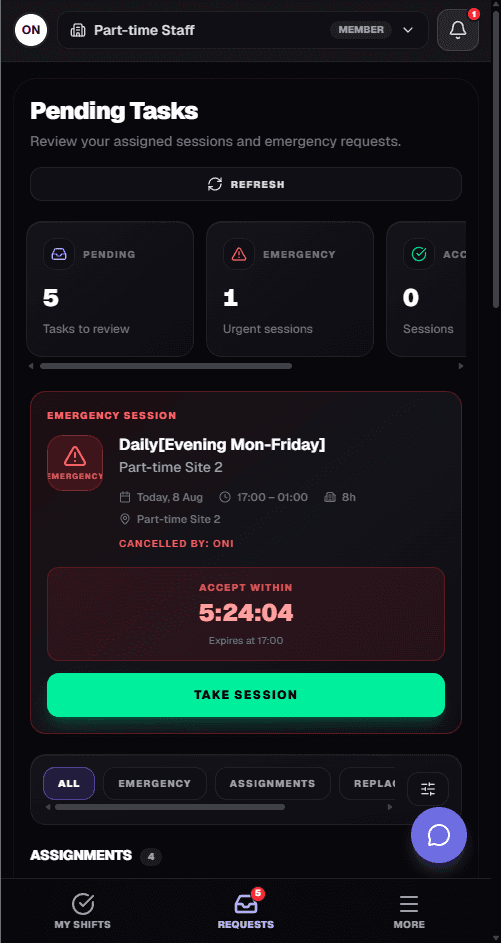 Teamstack mobile member requests experience
